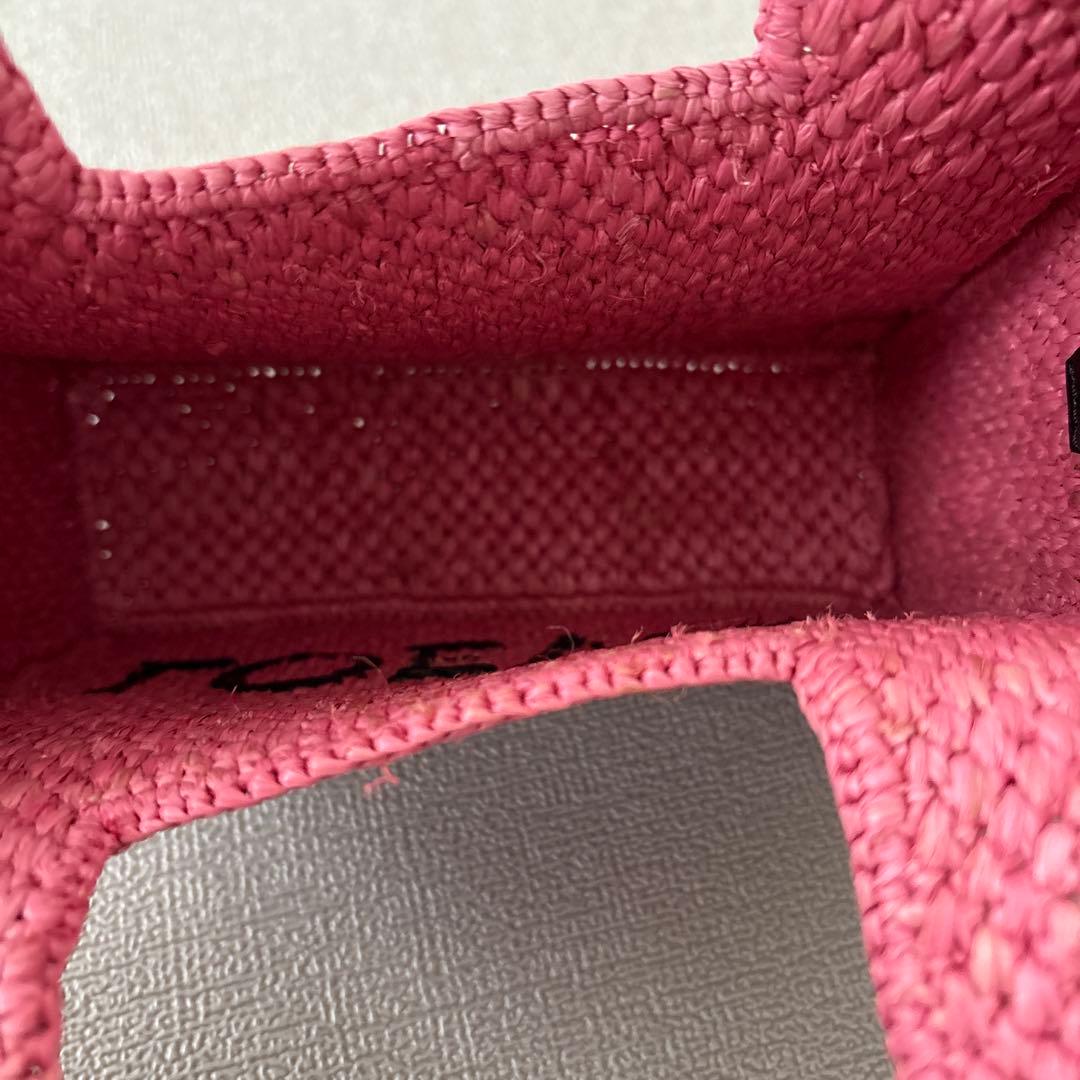 LOEWE フォントトート サンセットピンク ラフィア ロゴ かごバッグ