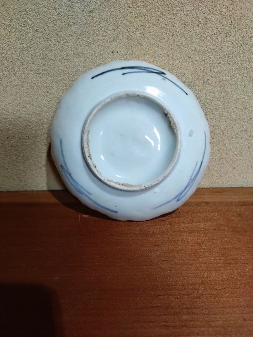 古伊万里 蒟蒻印判 花紋 輪花平盃 小皿