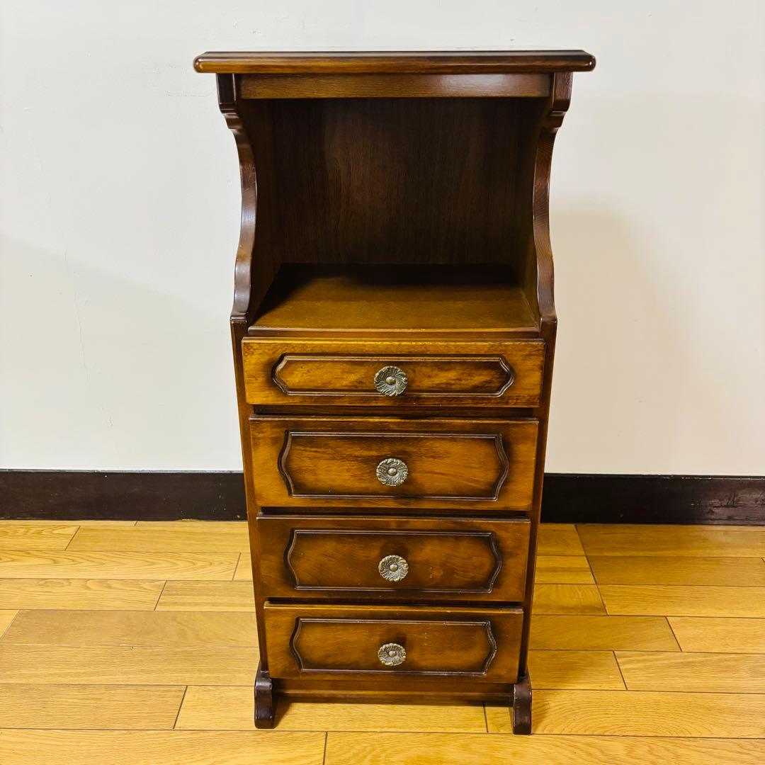 カリモク コロニアル 電話台 小引き出し4段　飾り台　花台　ヴィンテージ