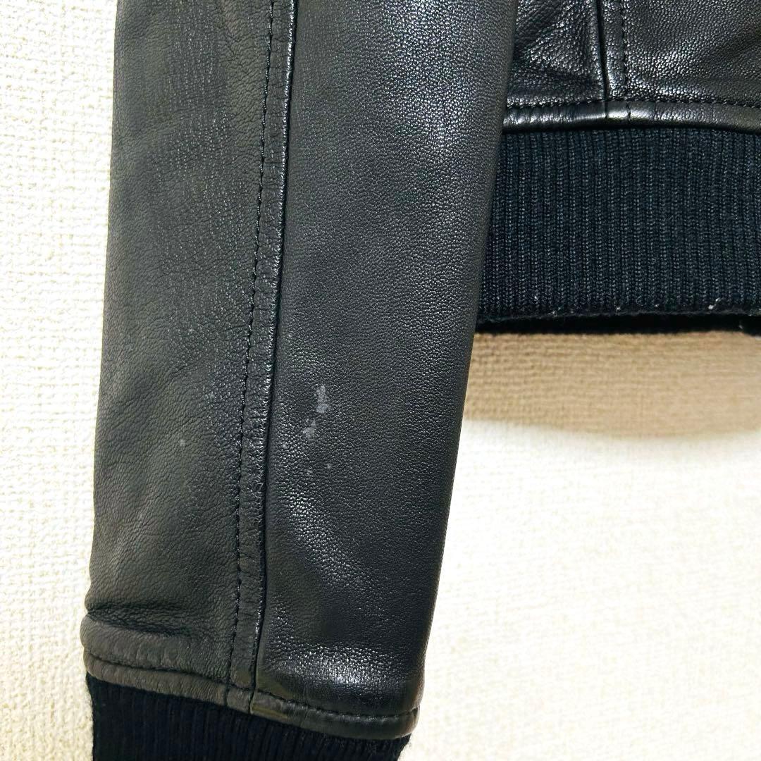 ヒステリックグラマー シングルライダースレザージャケット 山羊革 裏地総柄 黒