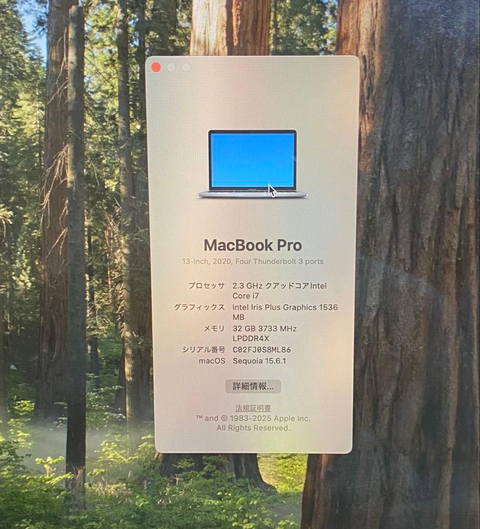 24時までMacBook Pro Corei7 / メモリ32GB / SSD1