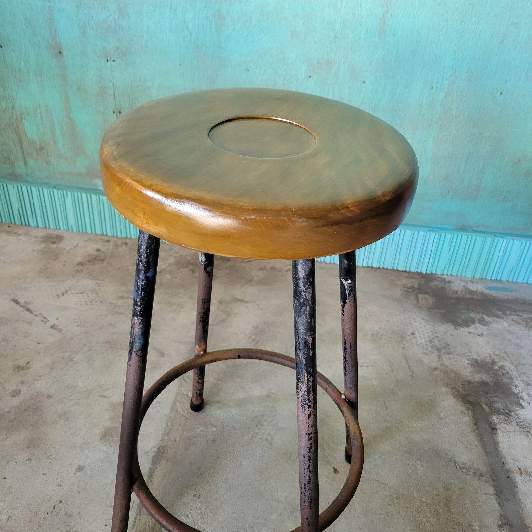 オリジナル天然無垢材リメイク　木製バースツール　唯一無二