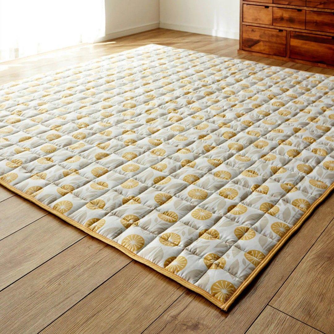 北欧 キルティング ラグ ラグマット カーペット キルト花模様ミッドセンチュリー