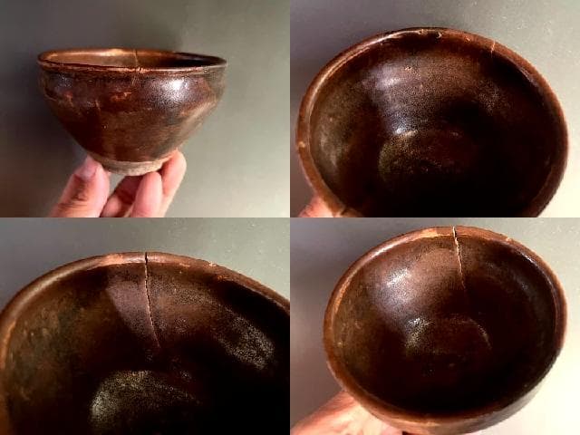 茶碗■古瀬戸 天目茶碗 桃山～江戸時代初期 発掘伝世品 窯変 直接貫入有 骨董■