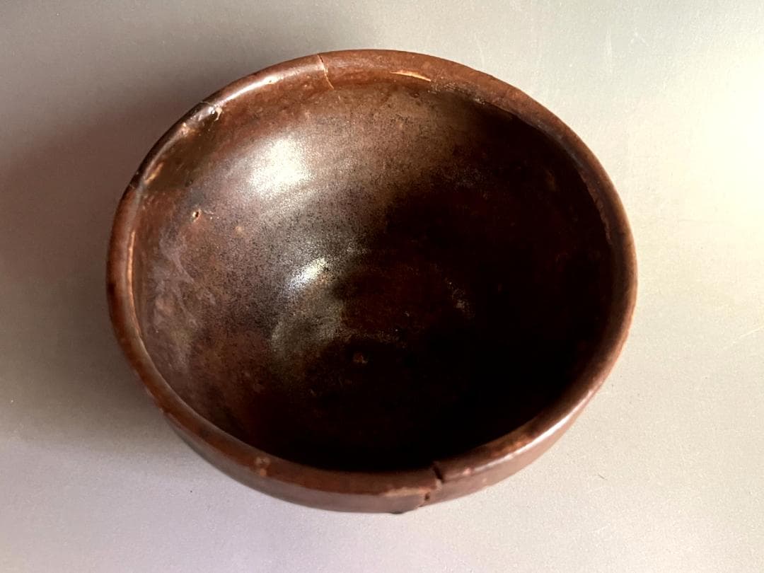 茶碗■古瀬戸 天目茶碗 桃山～江戸時代初期 発掘伝世品 窯変 直接貫入有 骨董■