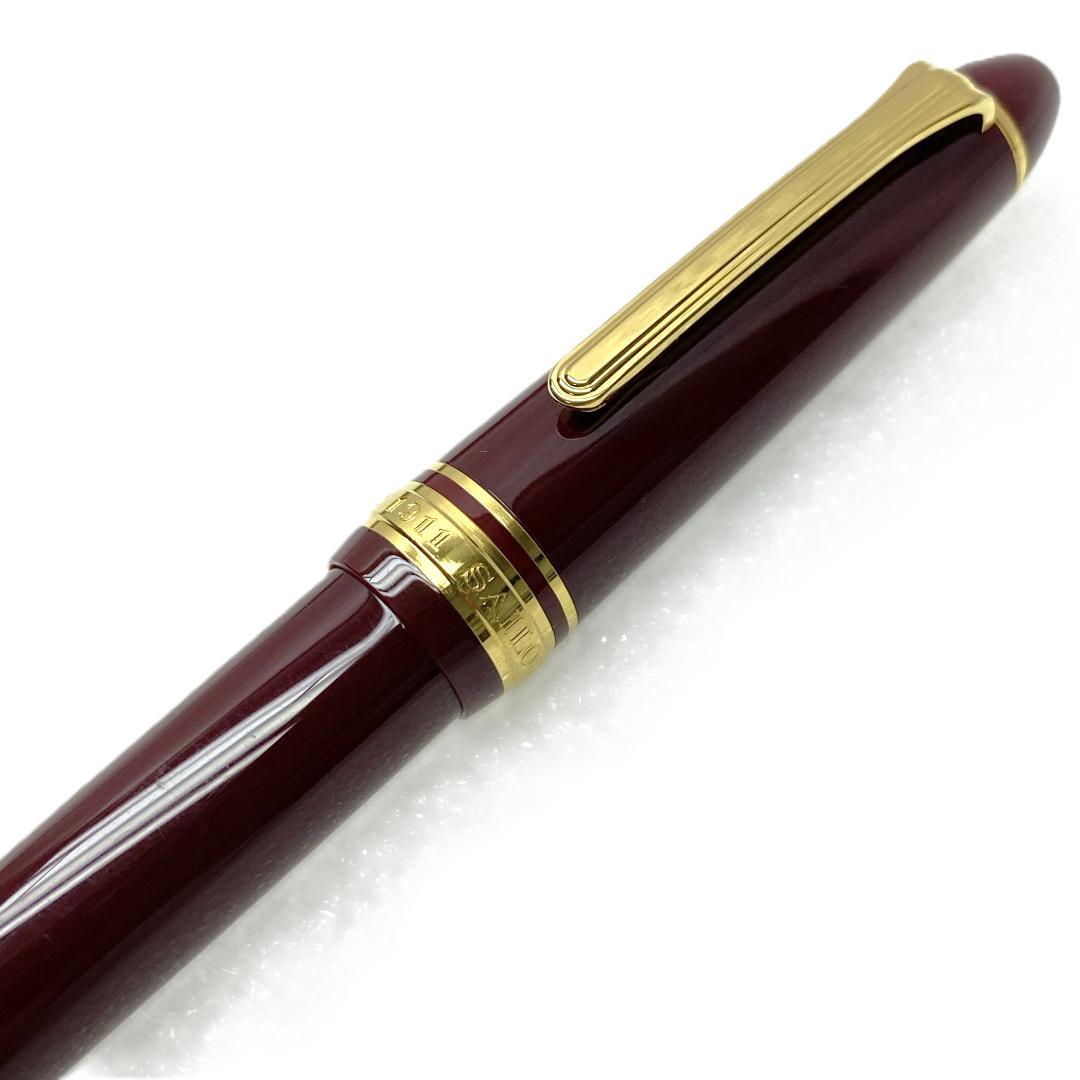 美品 14K セーラー万年筆 1911 NAG 長刀研ぎ ワインレッド