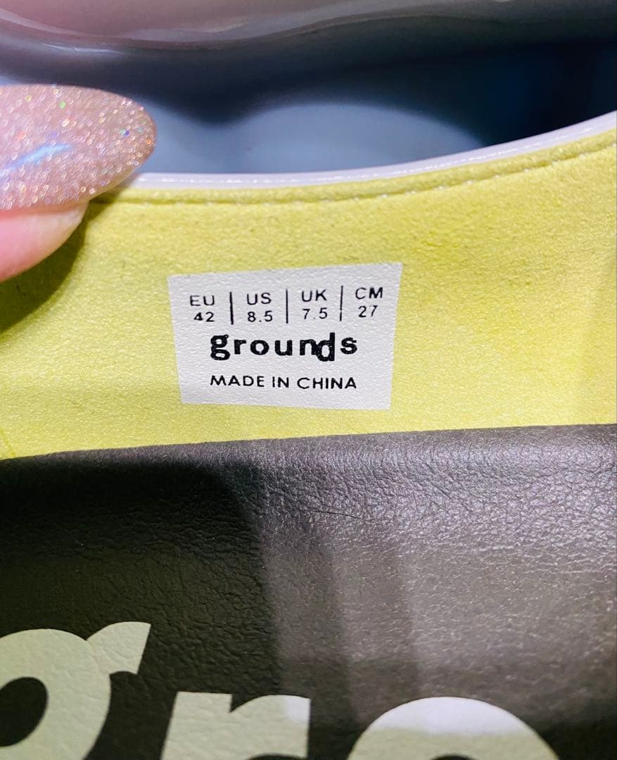 grounds ジュエルローファー(ホワイト 厚底 ローファー 合成皮革)