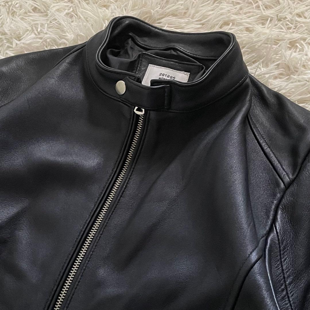291295=HOMME ラムレザージャケット シングル 黒 4