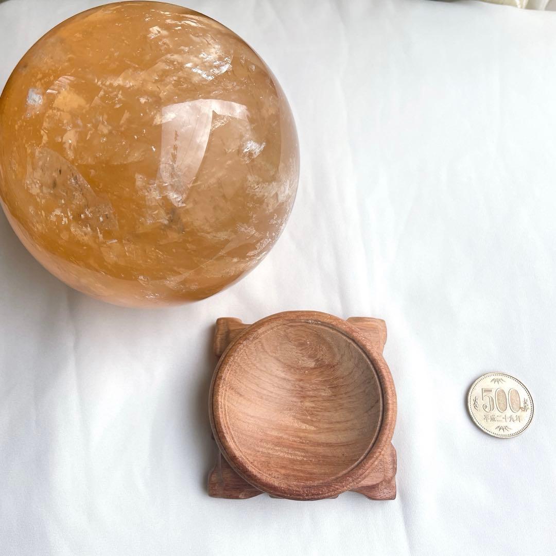 100mm超え 大玉 ハニーカルサイト スフィア 天然石 置物 丸玉