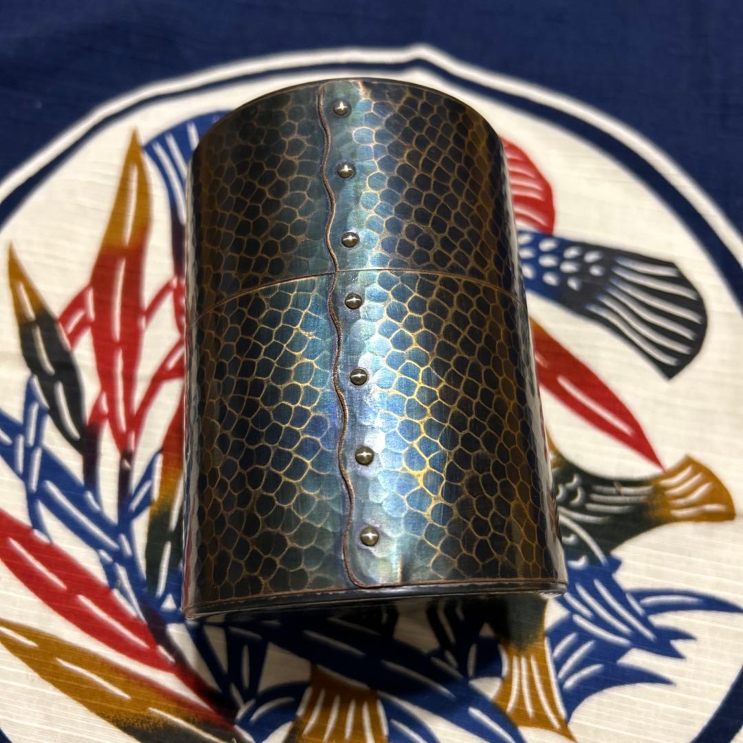 銅製茶筒　鎚起銅器