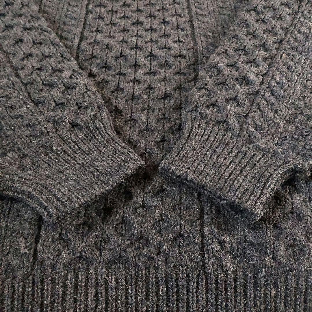 アイルランド製フィッシャーマンアランクルーニットM濃灰 シェットランドインバー