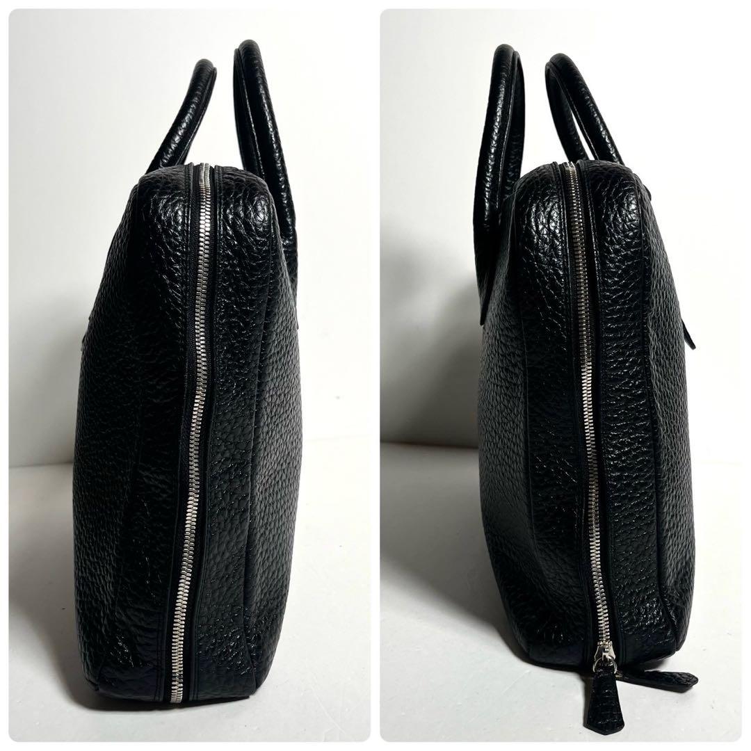 【極上美品・使用感少ない✨】hinn エンボスレザー ビジネスバッグ 黒