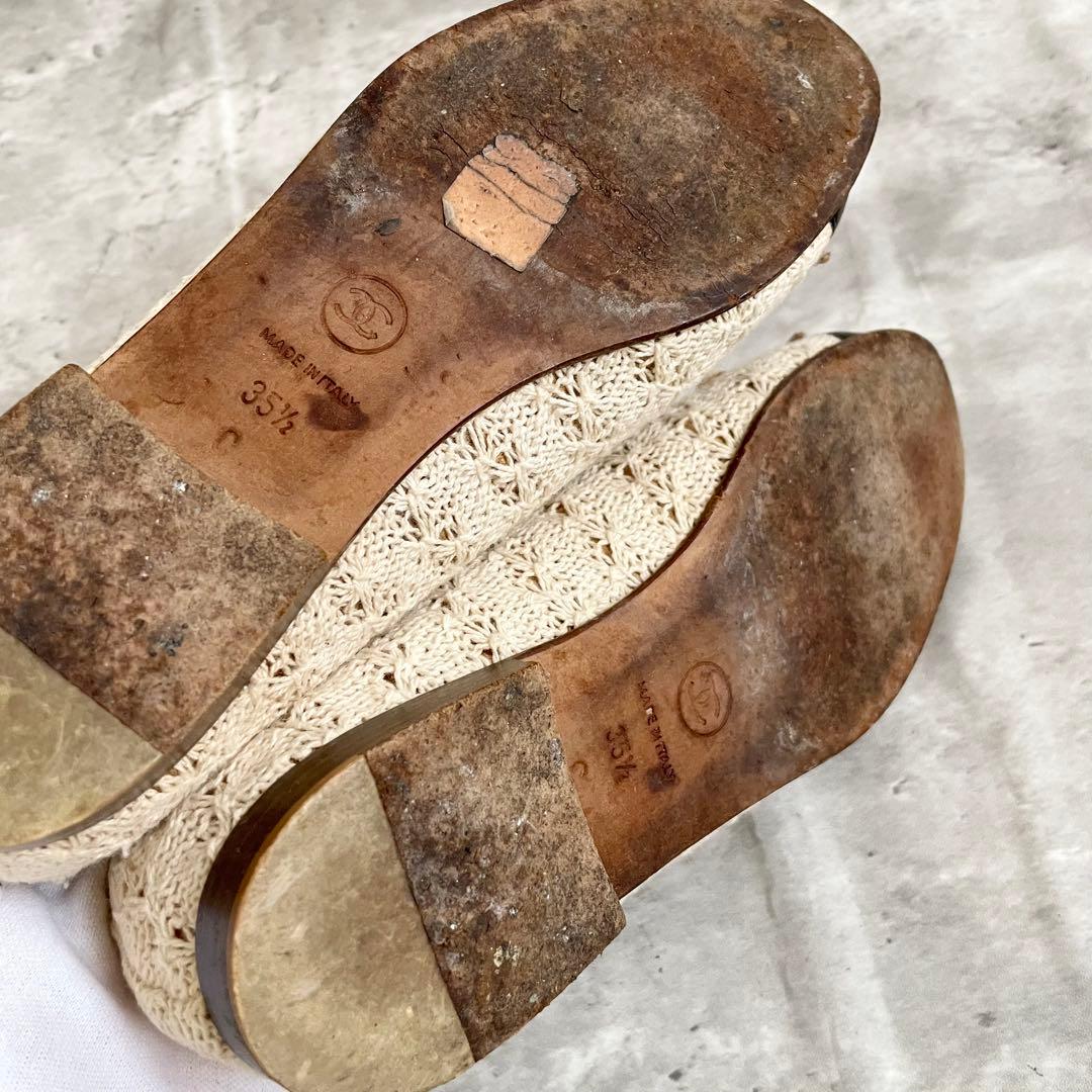 CHANEL バレエシューズ リボン ココマーク レース 35 1/2 23㎝