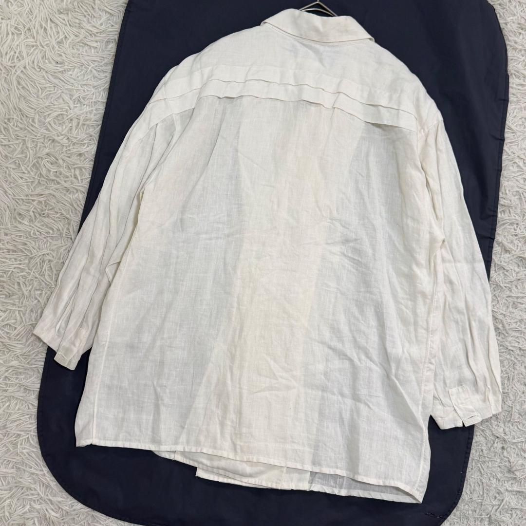 16619✨CHANEL ピンタック クローバー金ボタン ダブルシャツ ブラウス