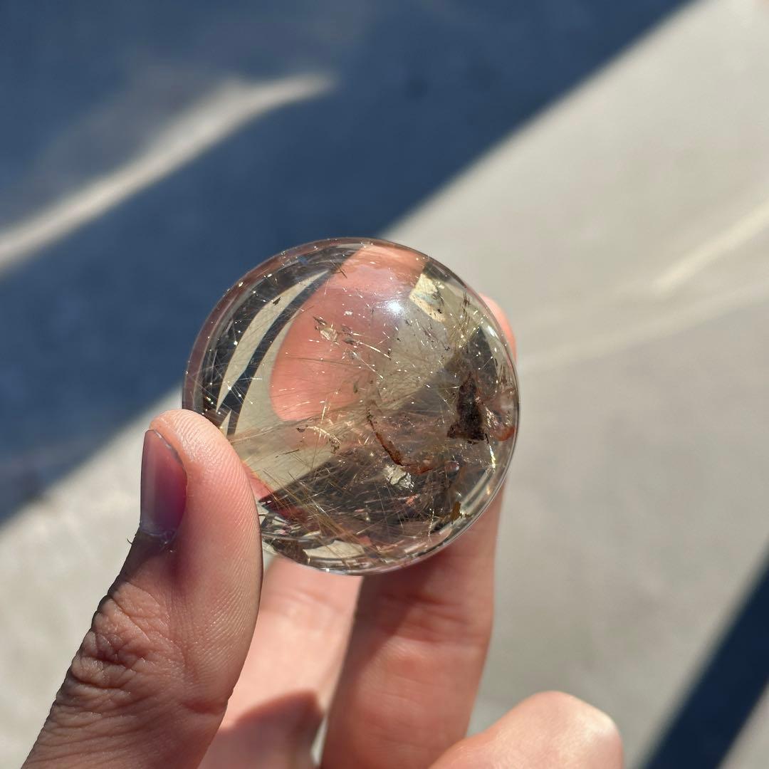 天然石ルチルクォーツのスフィア　丸玉　ご購入前に在庫確認必要G.251