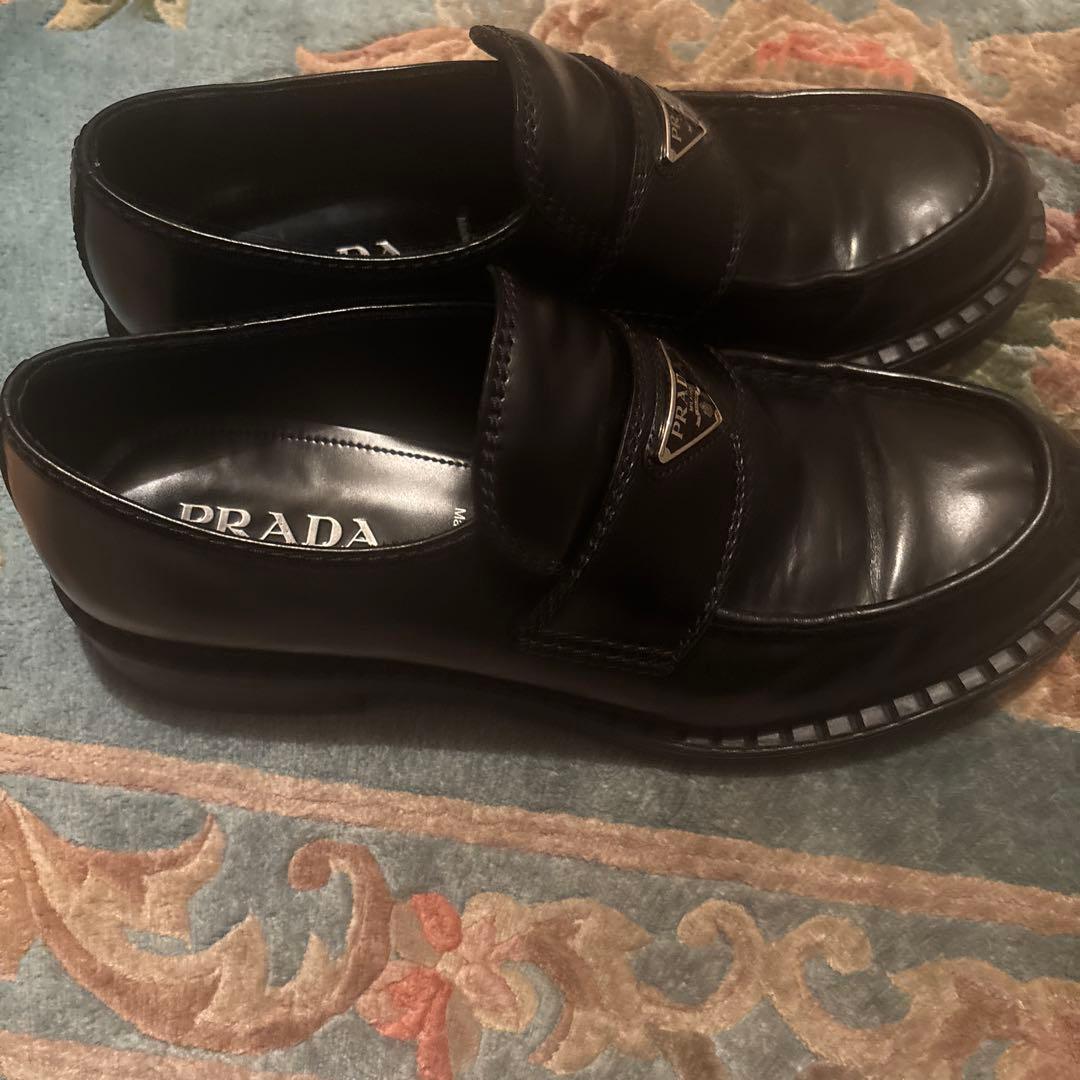 【最安美品】PRADA チョコレートブラッシュドローファー　29.0