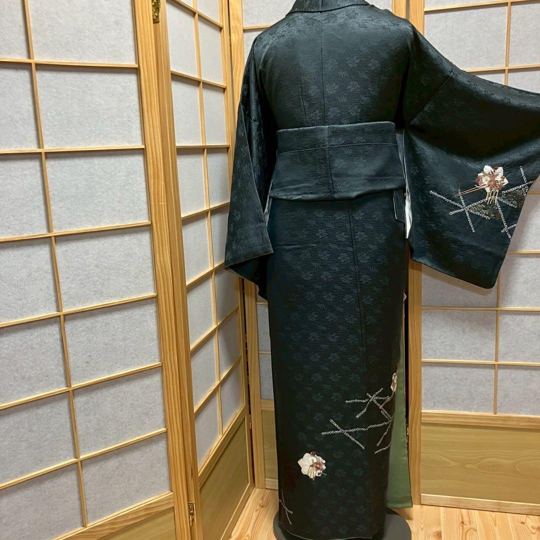 ［6750］訪問着 美品 花吉祥文様 絞り 刺繍 正絹 着物 袷