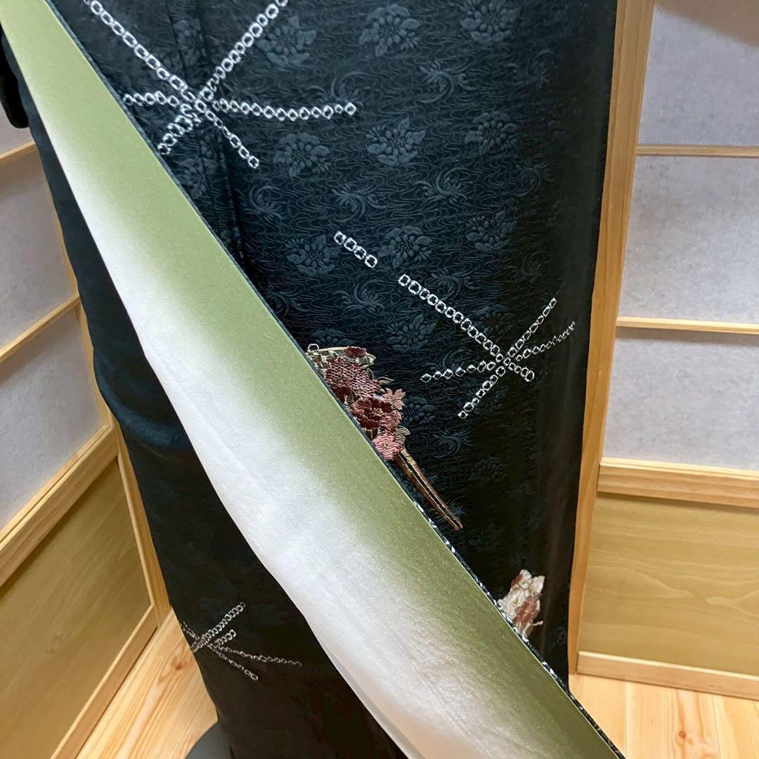 ［6750］訪問着 美品 花吉祥文様 絞り 刺繍 正絹 着物 袷