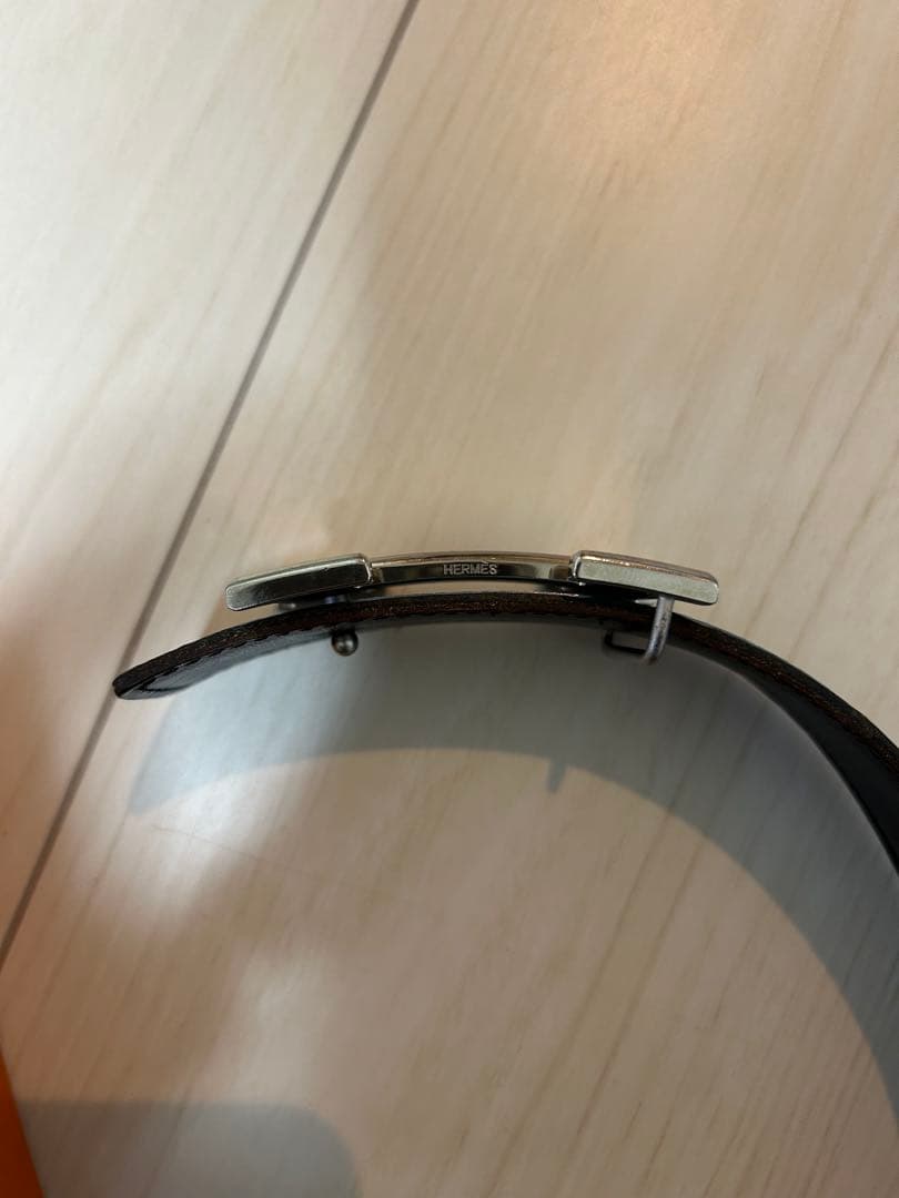 HERMES ブルーレザー H型バックル ベルト