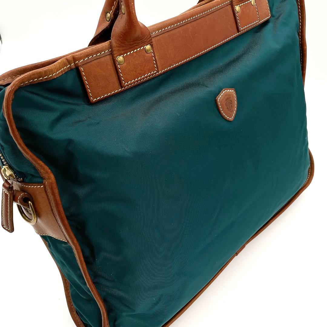 【Felisi】2wayバッグ￼　ビジネスバッグ　ナイロン　レザー　グリーン