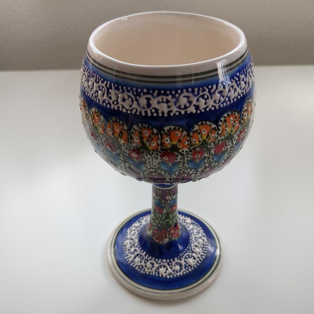 トルコ【カッパドキア】　陶器デキャンタとワイングラスセット