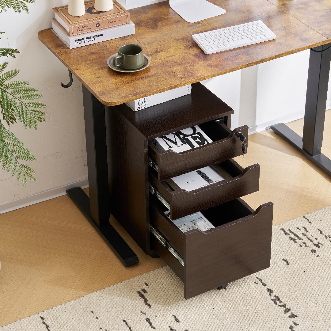 【クルミ】デスクワゴン サイドワゴン　鍵付き キャスター付き 脇机 オフィス