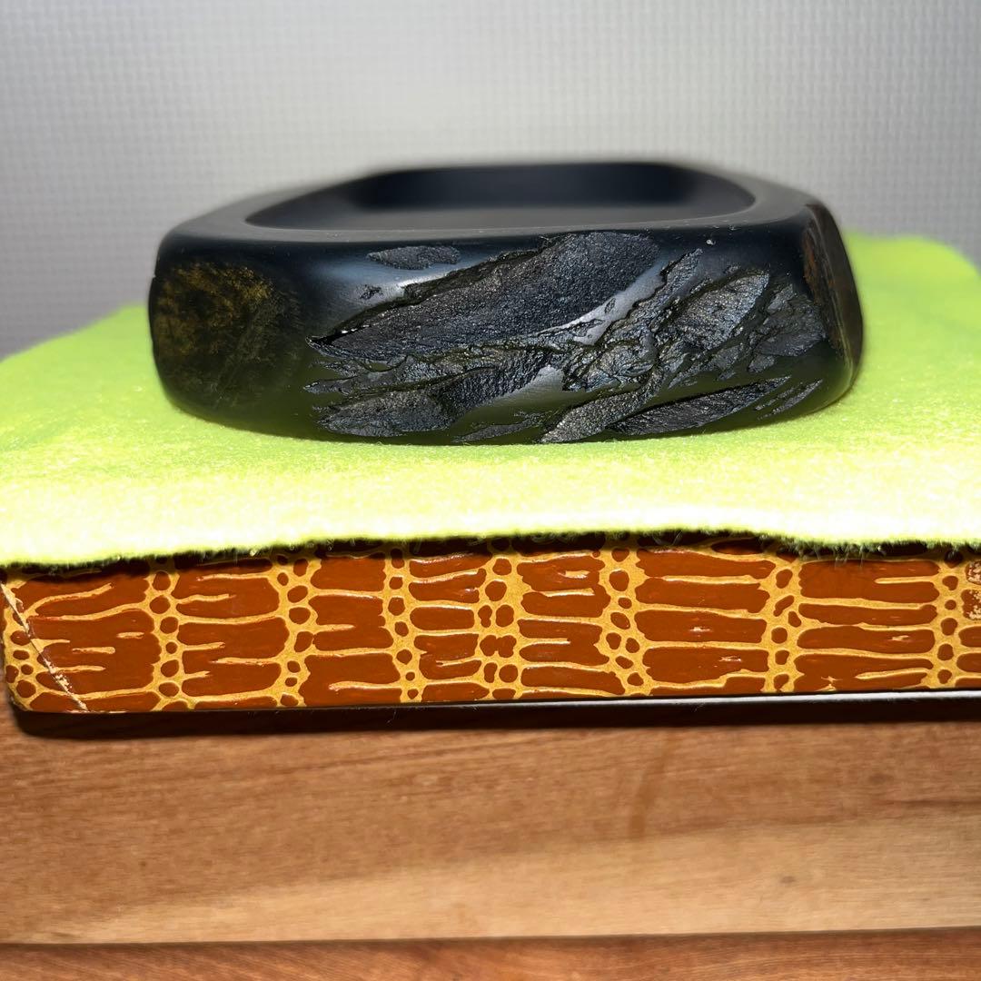 ⭕️信州銘石　横川峡龍渓硯　三代目　秀石　深澤秀教　自然硯　新品美品　女性好み作品