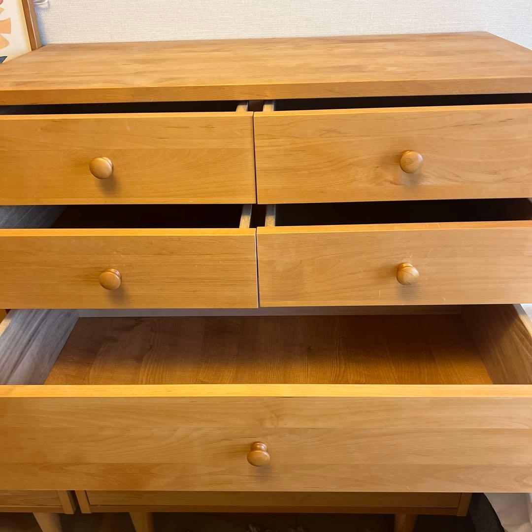 ナチュラルウッド 5段チェスト