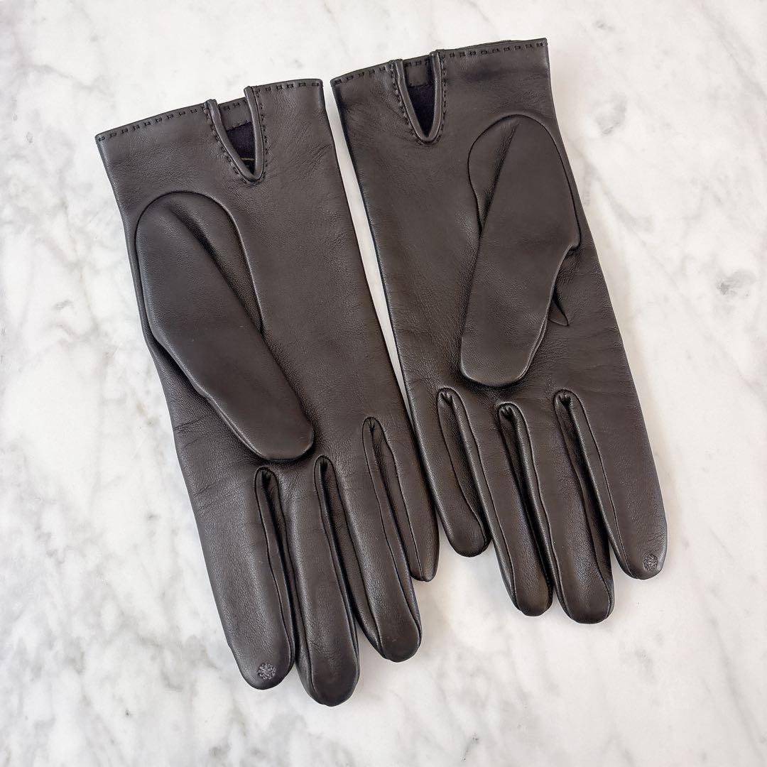 極美品　エルメスレザー手袋　SOYA ソヤ　ゴールドケリー金具　7.5