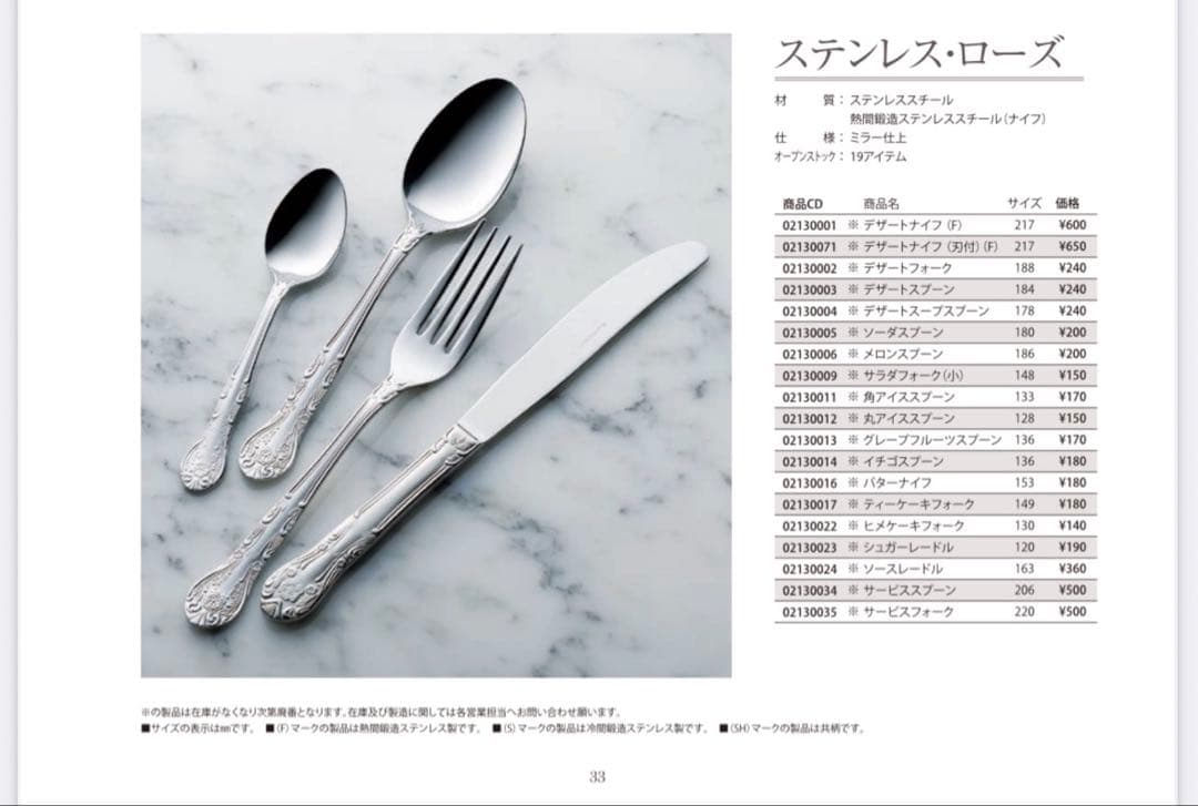 Saks カトラリーセット　洋白ローズ　ディナーセット〈15本セット〉※