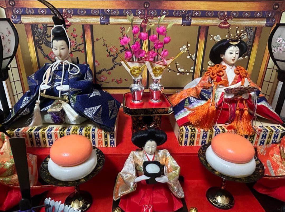 雛人形　7人飾り　3段　ケース　オルゴール　灯り