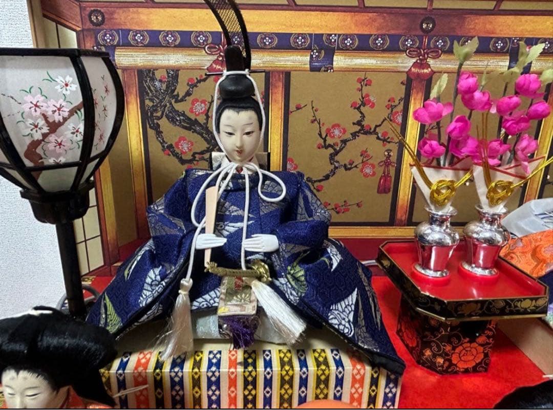 雛人形　7人飾り　3段　ケース　オルゴール　灯り