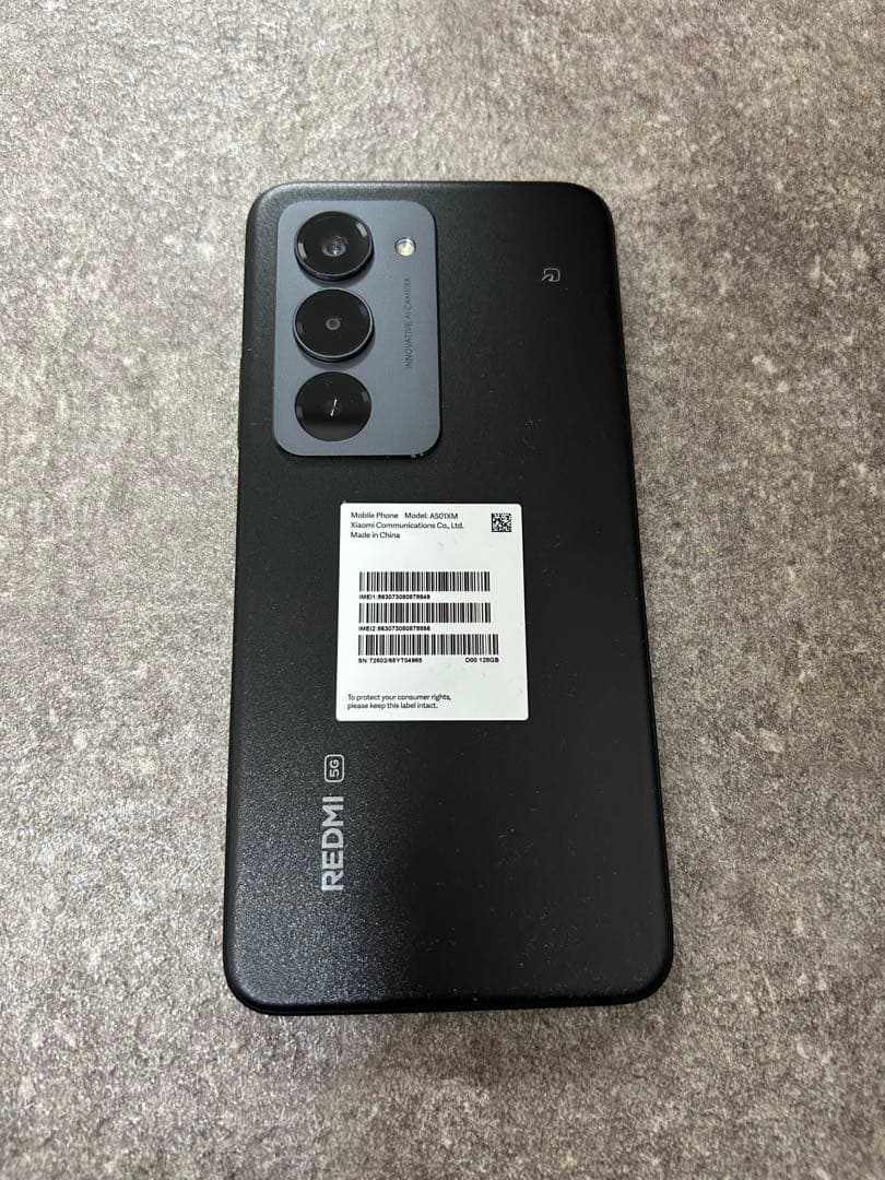 未使用 REDMI 15 5G ソフトバンク版 ブラック 4GB/128GB