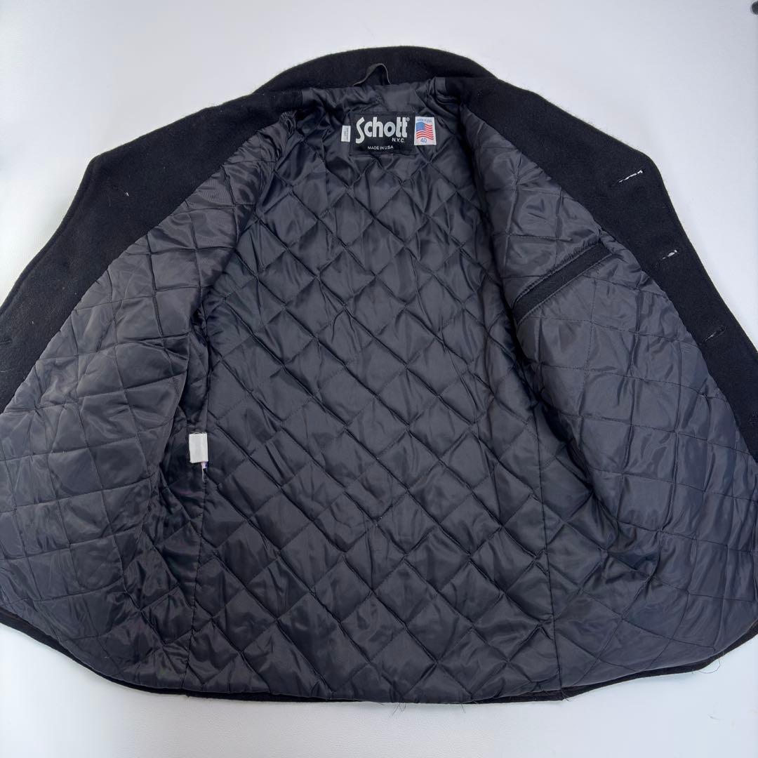 ショット シングル ピーコート キルティング メルトンウール 40 Schott