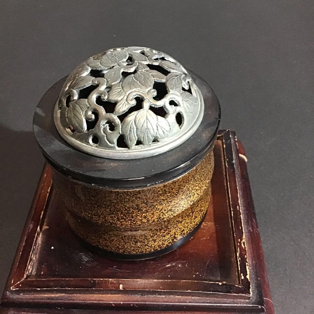 梨地　純銀草花透火屋　香炉