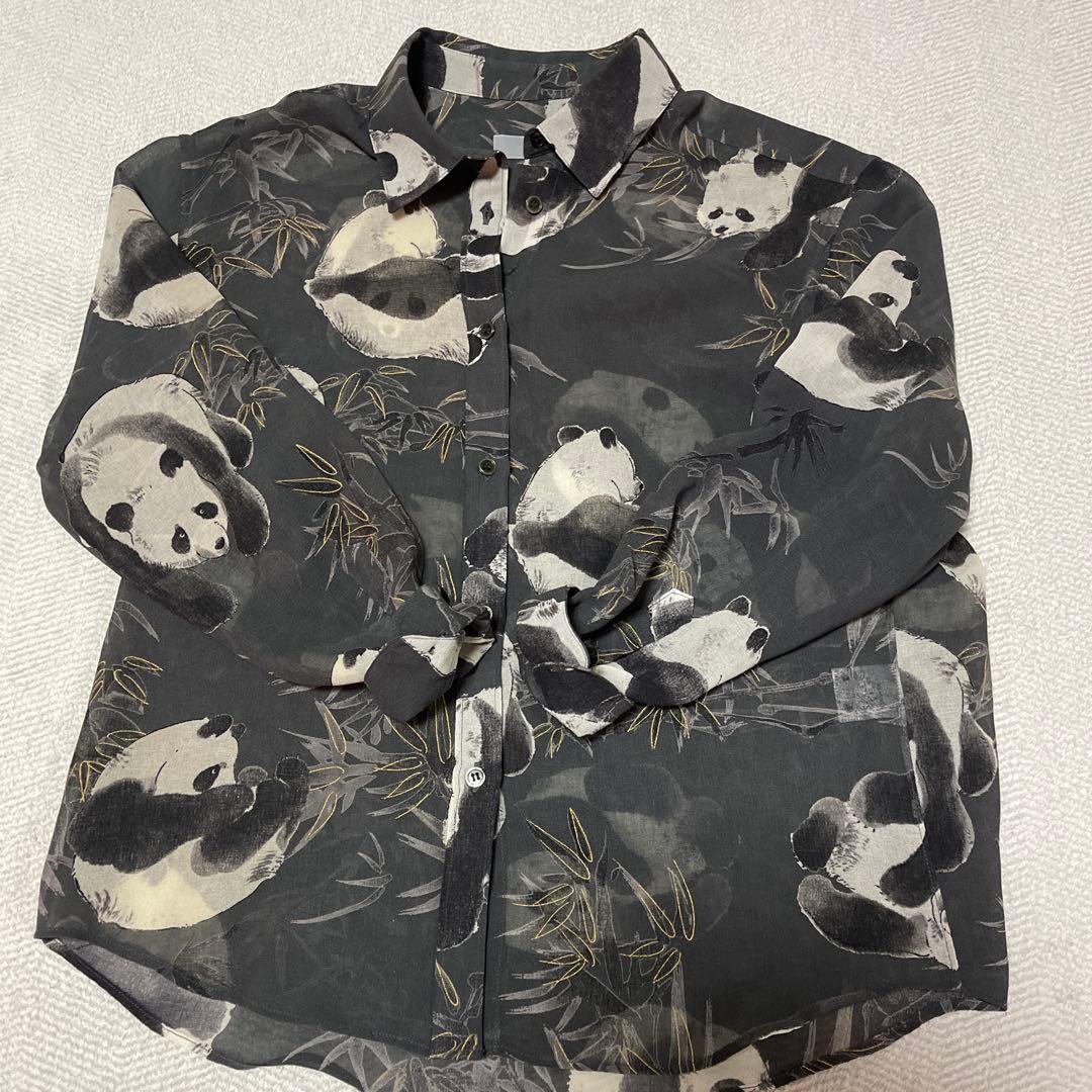 【未使用に近い】Powder パウダー　下迫秀樹　パンダ柄シャツブラウス