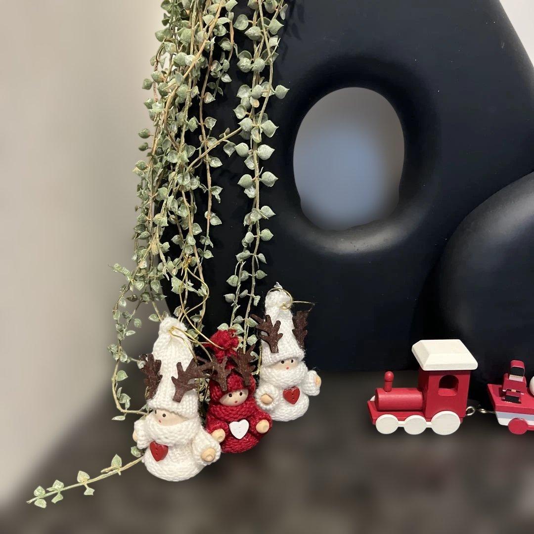 ACTUS インテリア黒いセラミック花瓶とクリスマス置物セット