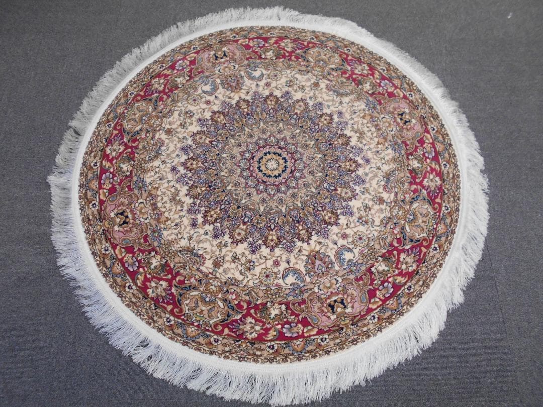 170万ノット、多色織！輝く、本場イラン産 絨毯！円形200cm‐201271