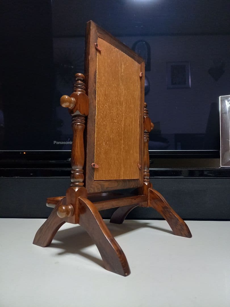 1970's　ヴィンテージ　コロニアル　ウッド　テーブル　スタンド　ミラー