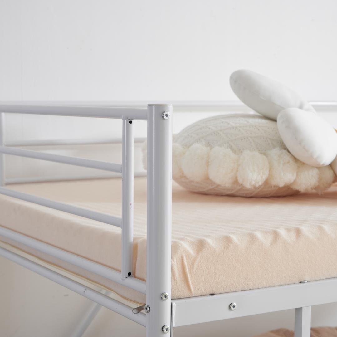 【ホワイト】ロフトベッド パイプベッド シングル ベッド 収納 スチール製