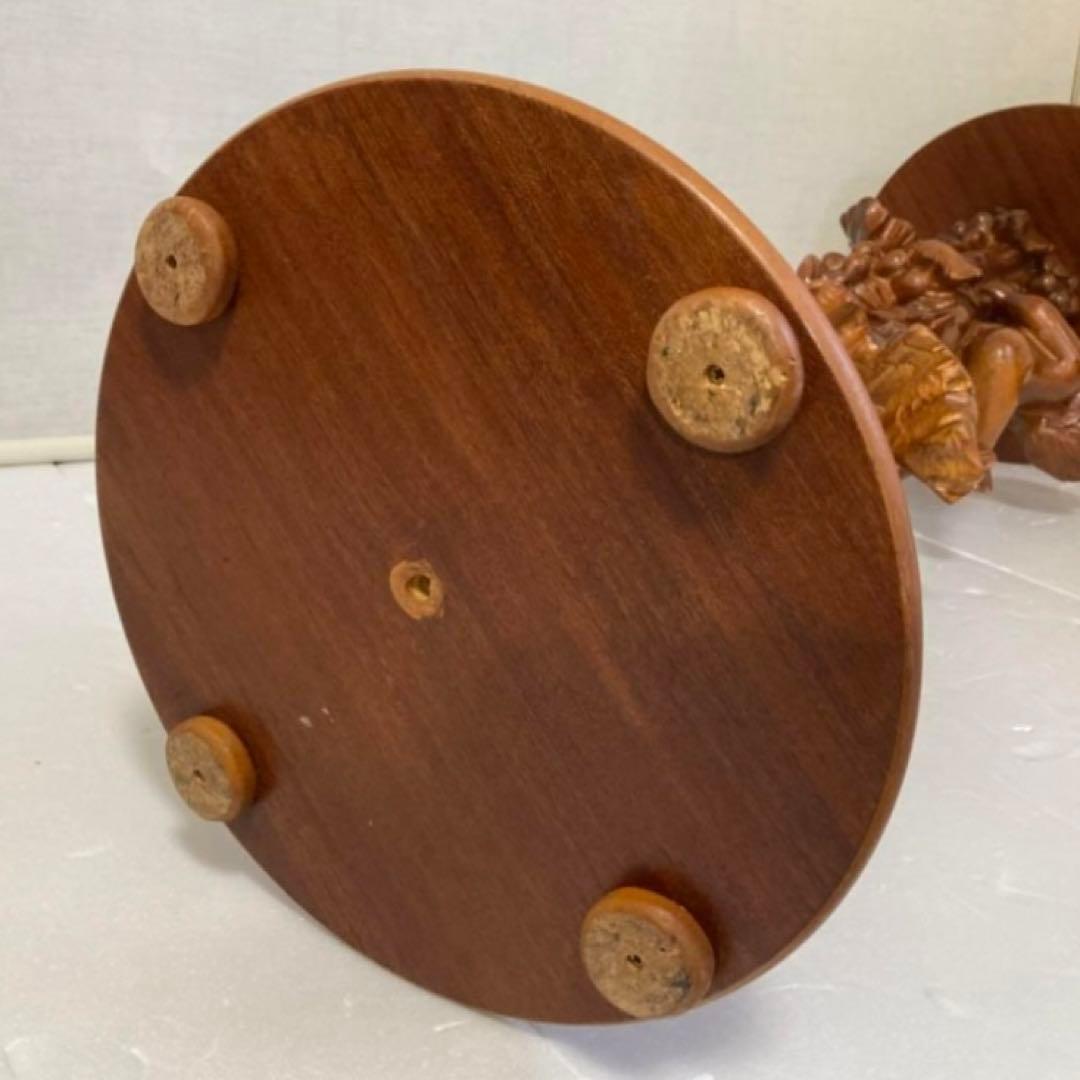 飾り台 花台 スタンド テーブル 大型 木製 木彫り 彫刻 天使 リーフ レトロ