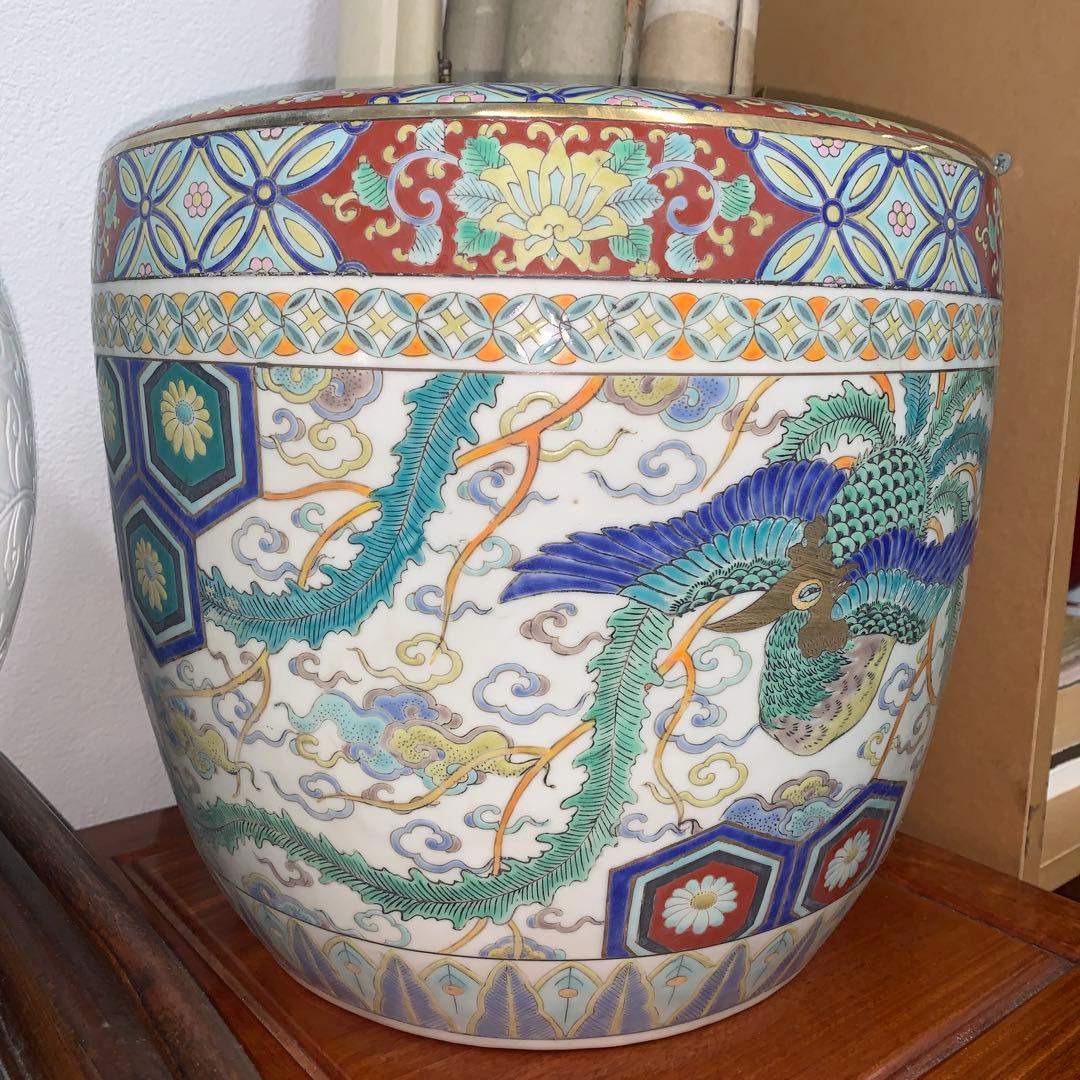 陶器製火鉢鳳凰 縁起物　美術品級