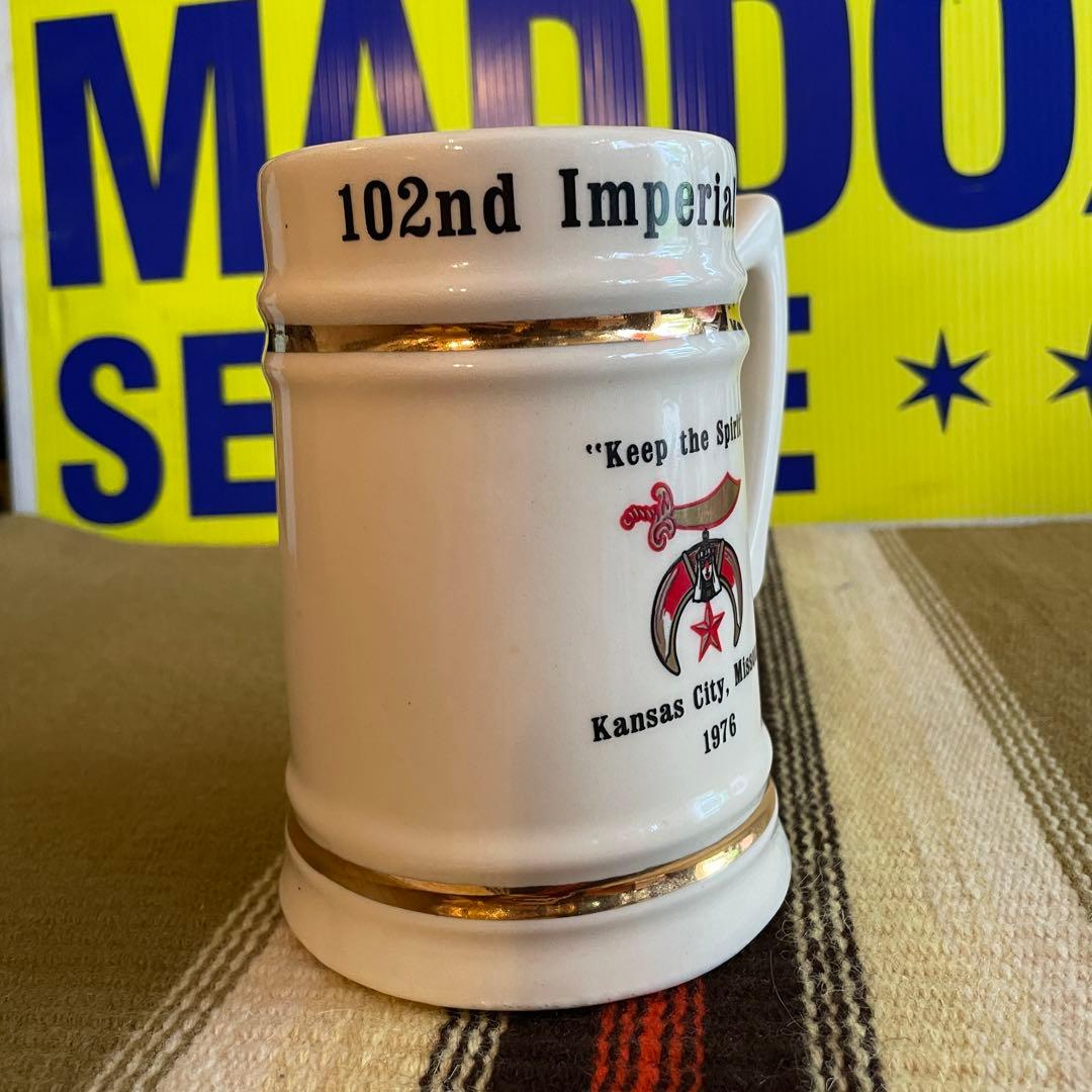 貴重BIG！70's フリーメイソン　陶器マグカップ秘密結社　USAヴィンテージ