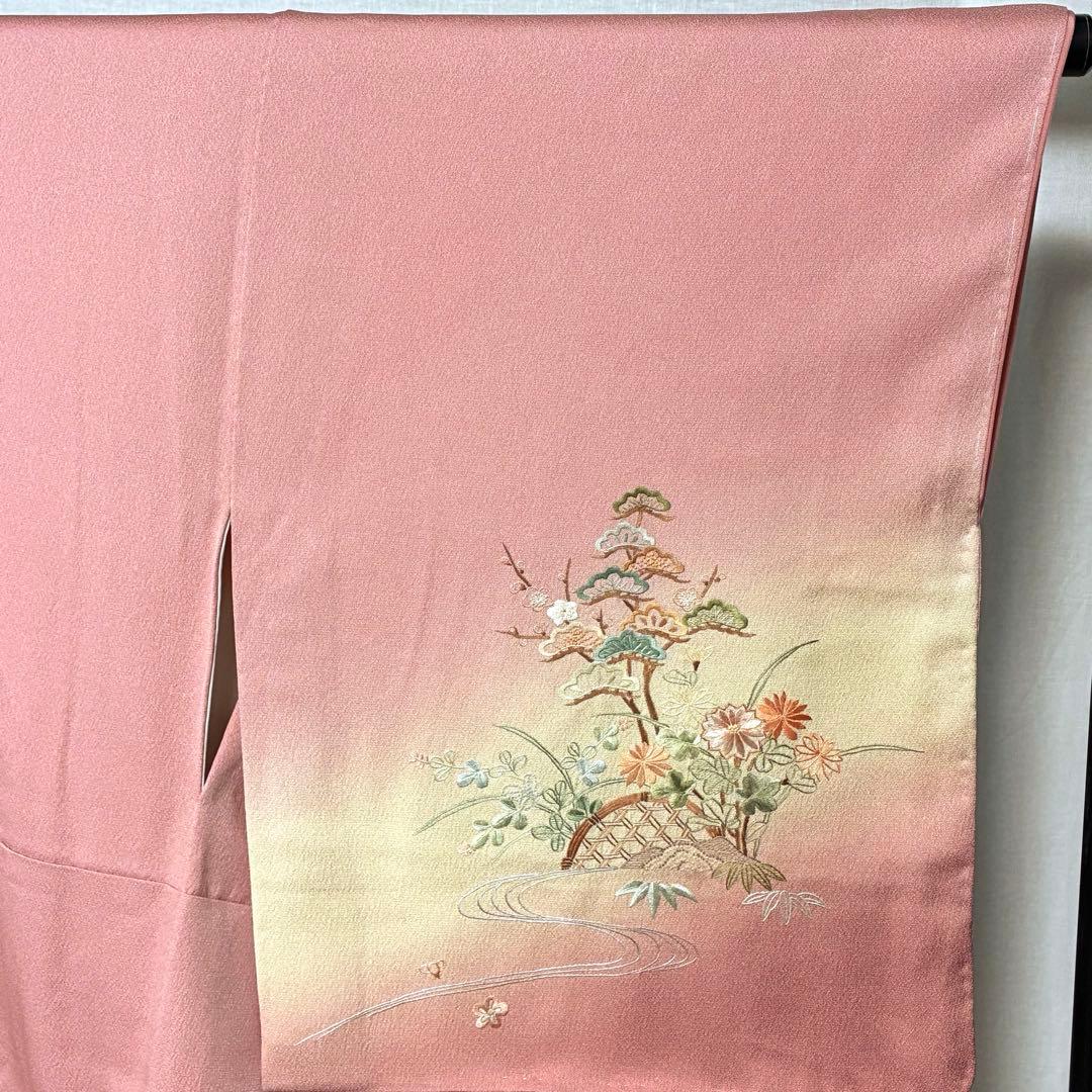 D183＋　D122訪問着 蘇州・相良刺繍 正絹着物袷 しつけ糸付き未使用極美品