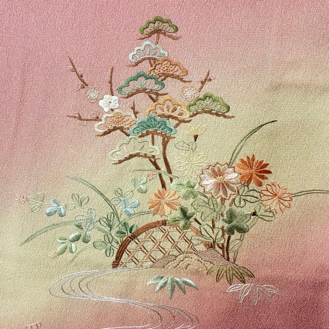 D183＋　D122訪問着 蘇州・相良刺繍 正絹着物袷 しつけ糸付き未使用極美品