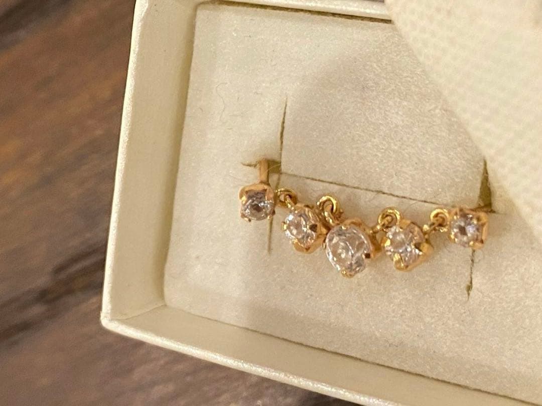 夜まで K18 スタッドピアス 2ホール用 刻印あり 5石