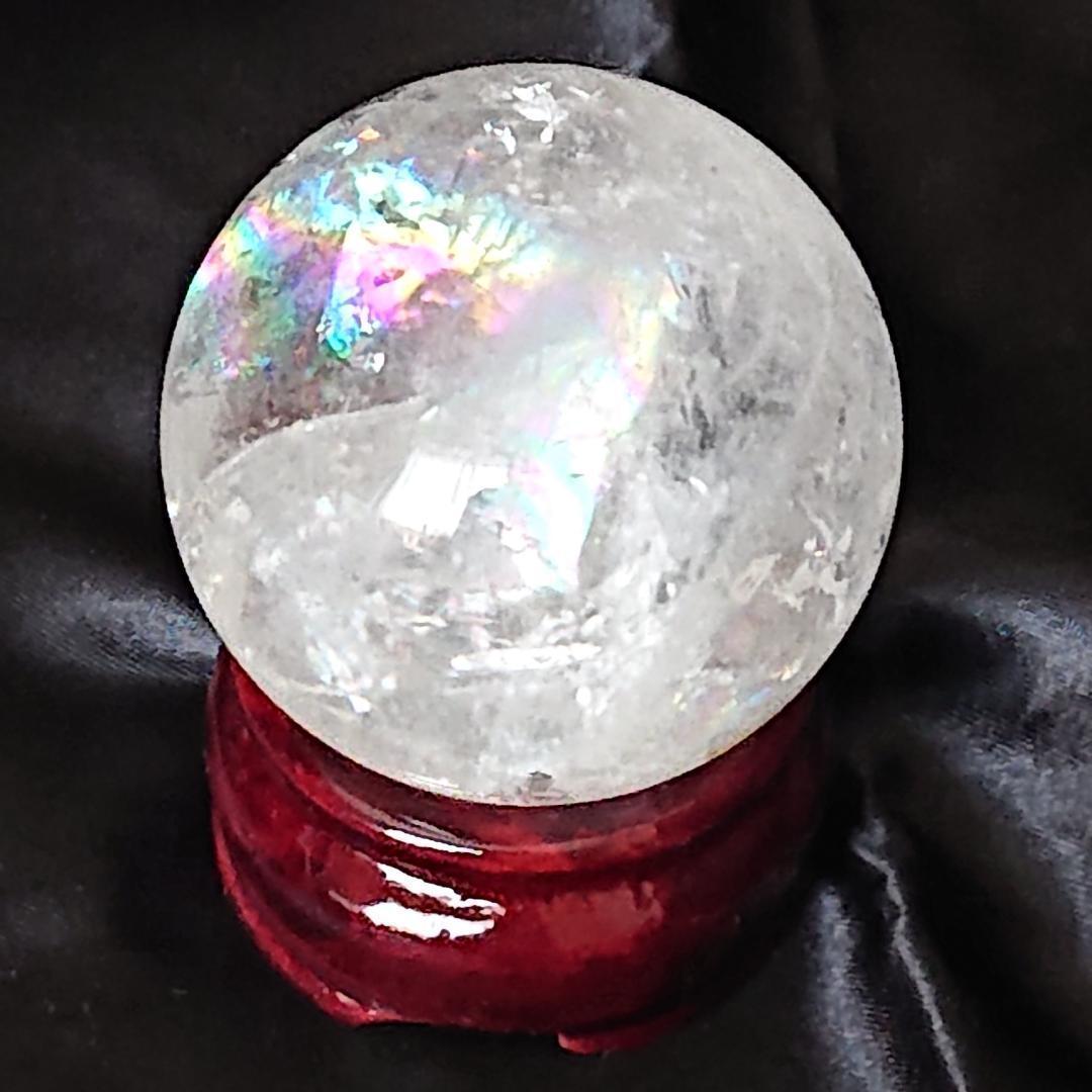 水晶玉　天然石　天然石レインボー虹色水晶丸玉　観賞石　パワーストーン　新品未使用