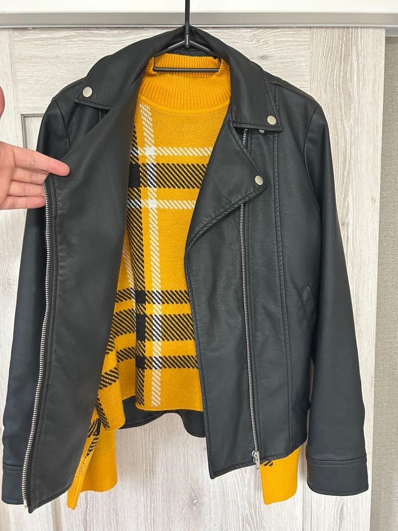 ZARA ファー付きモッズコート Lサイズ ライダース　ニット　セット売り