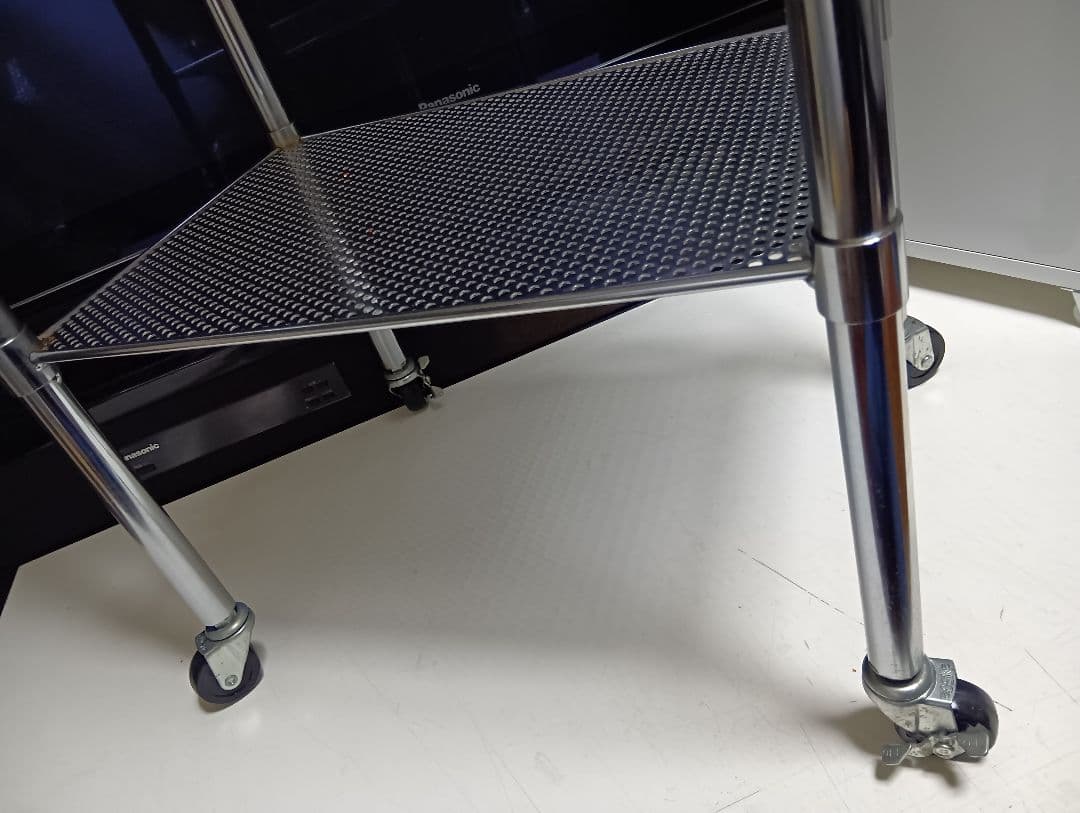 希少　1980's　スペースエイジ　パンチングメタル　ステン　シェルフ　ワゴン