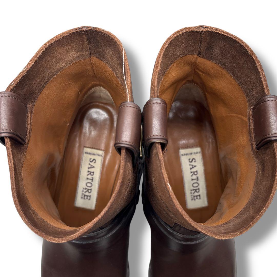 極美品■SARTORE【23.0】ハーネスブーツ レザー スエード ブラウン 茶
